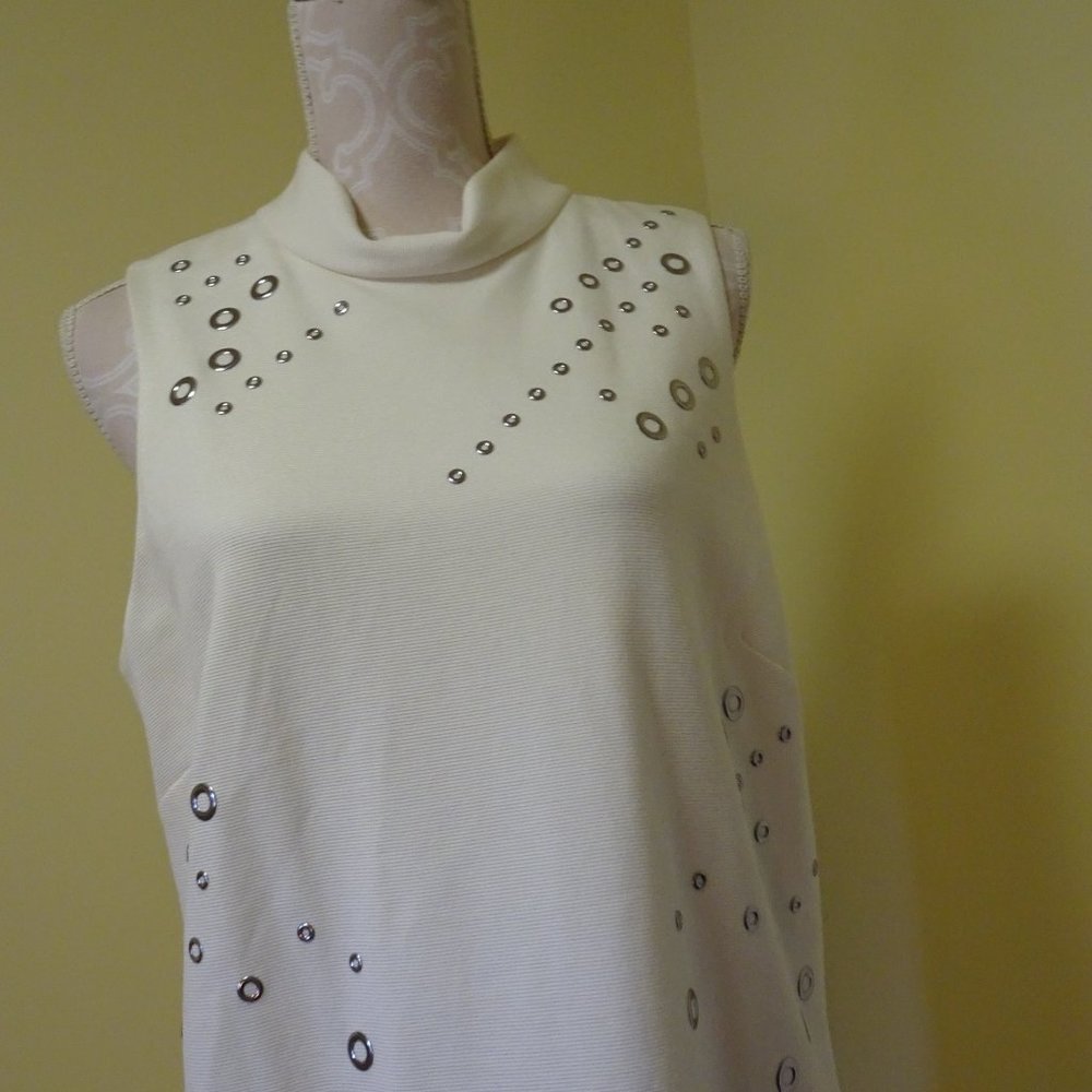 Ladies Size 14 Ivory Knit Sheath Dress-Year Round Elegant Party Cocktail Prom